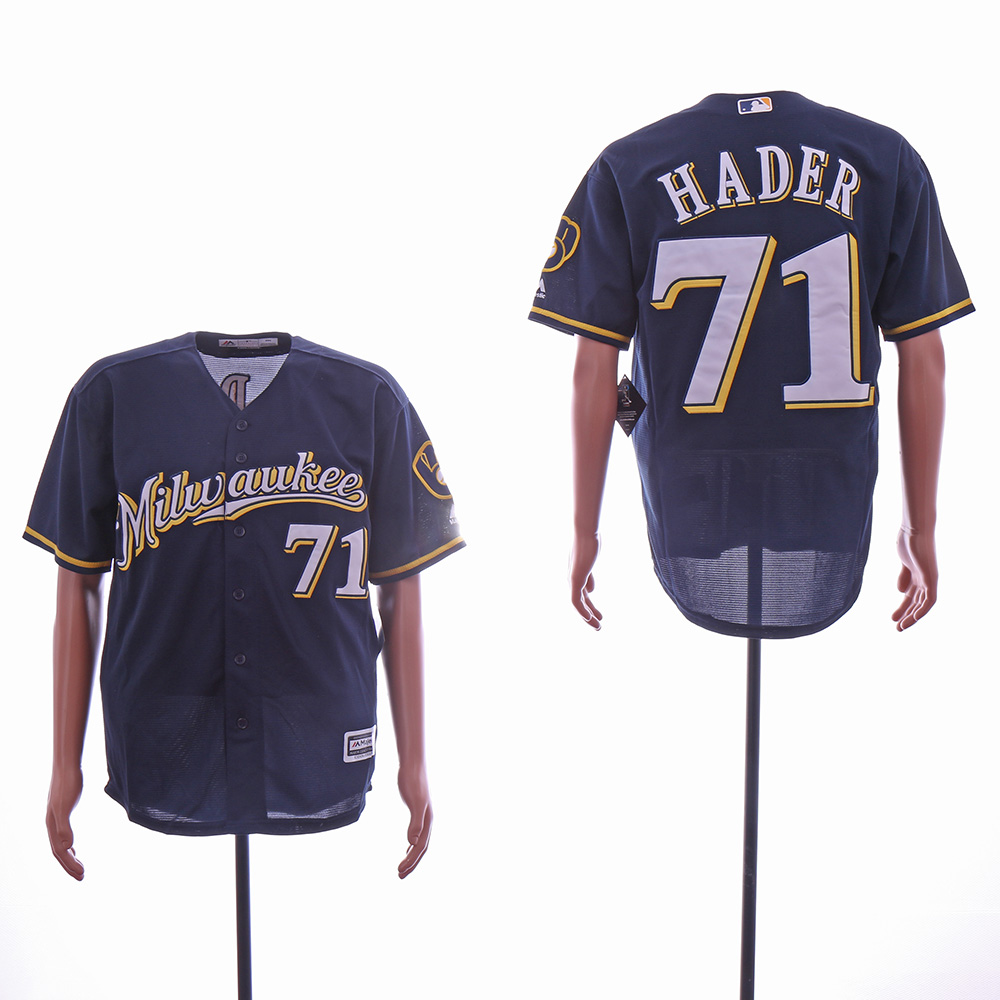 Men Milwaukee Brewers #71 Hader Blue MLB Jerseys